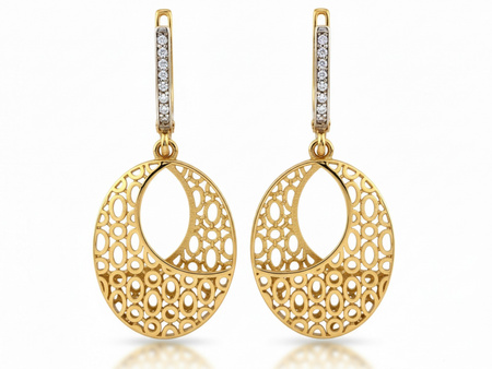 Kolczyki złote wiszące owalne ażurowe