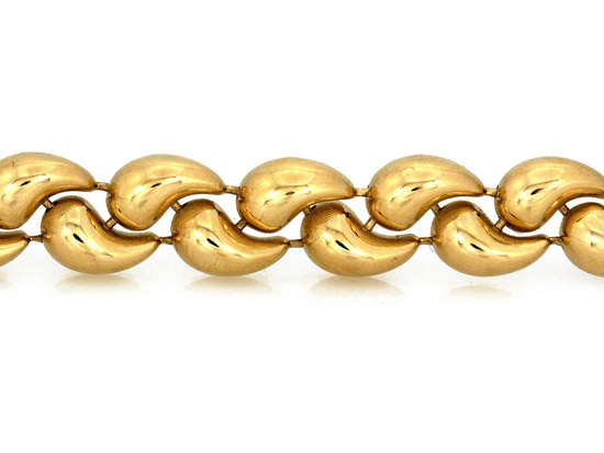 Złota bransoletka elementowa z małych dmuchanych kropli