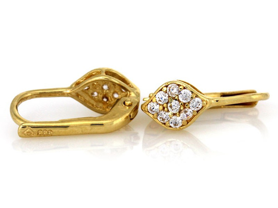 Kolczyki złote na angielskim zapięciu z cyrkoniami