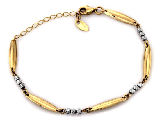 Bransoletka z podłużnych elementów z białymi kulkami