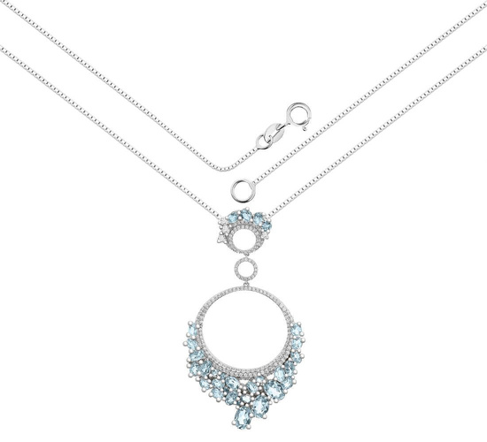 Naszyjnik srebrny 925 z 32 naturalnymi topazami i diamentowymi cyrkoniami