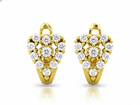 Kolczyki złote z cyrkoniami na angielskim zapięciu