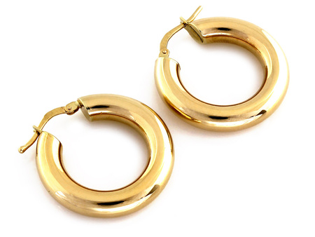 Kolczyki złote małe dmuchane kółka 30mm