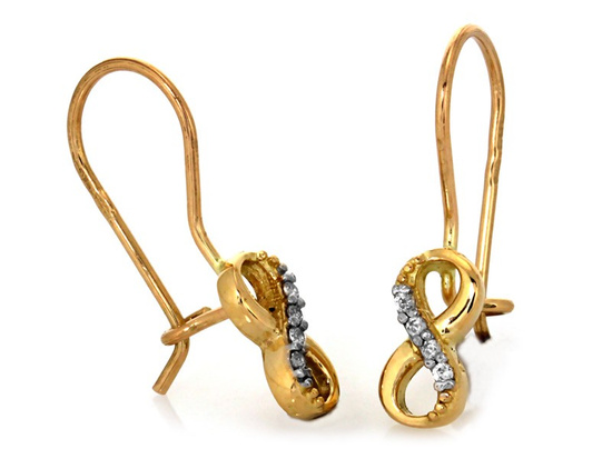 Złote kolczyki na biglu z małą nieskończonością