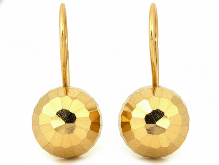 Kolczyki złote półkule na biglu diamentowane