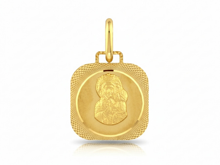 Złoty medalik z Matką Boską Częstochowską na komunie