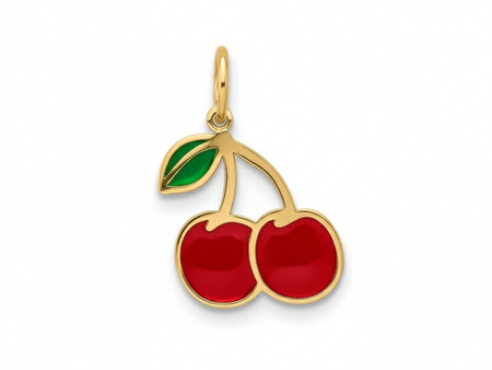 Zawieszka złota emaliowane wisienki