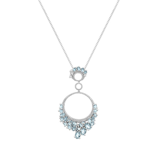Naszyjnik srebrny 925 z 32 naturalnymi topazami i diamentowymi cyrkoniami