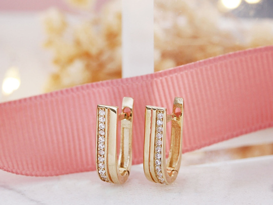 Kolczyki złote angielskie z cyrkoniami
