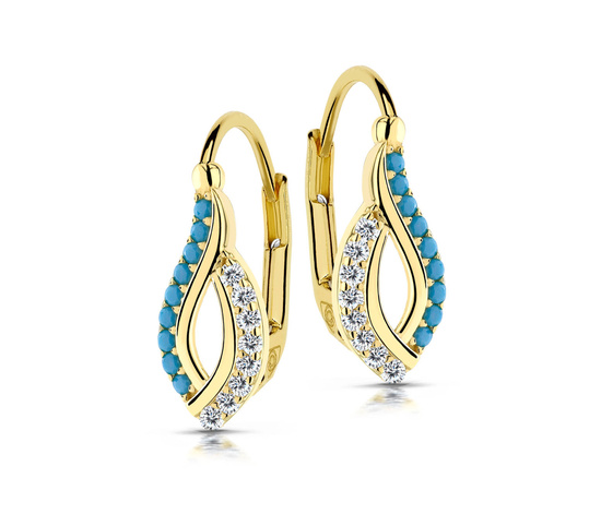 Złote kolczyki 585 z cyrkoniami - klasyczne