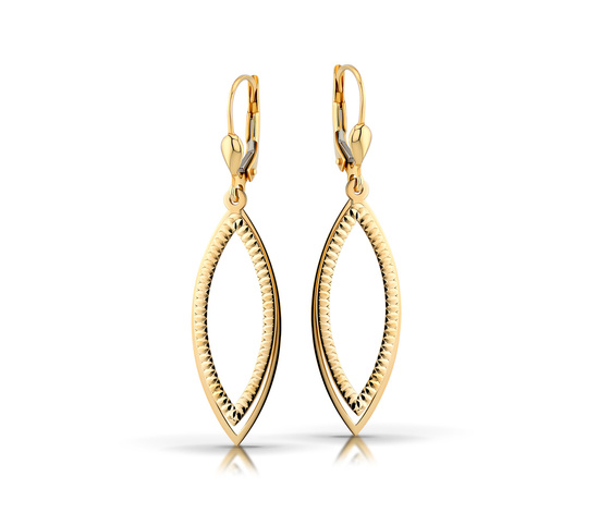 Złote kolczyki 585 diamentowane - wiszące