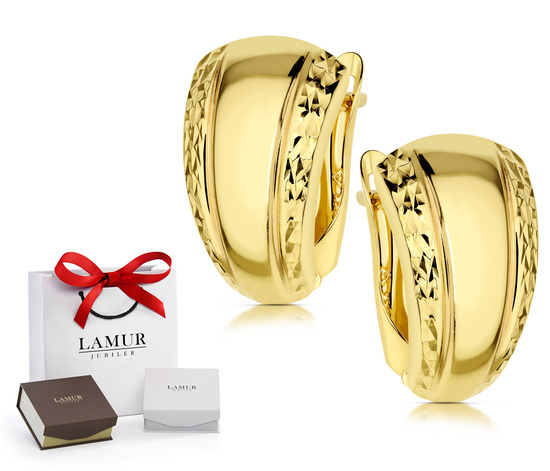 Złote kolczyki 375 diamentowane - klasyczne