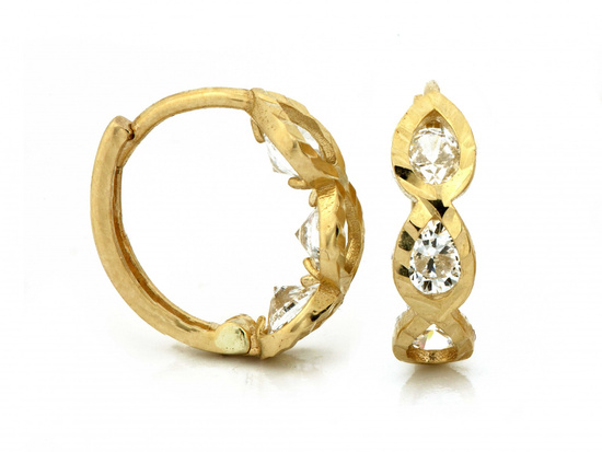 Kolczyki złote małe kółeczka delikatne z cyrkoniami 13mm