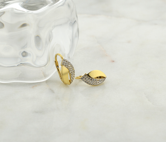 Złote kolczyki 585 z cyrkoniami - klasyczne