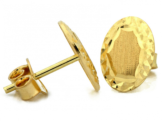 Owalne kolczyki złote sztyfty bez kamieni