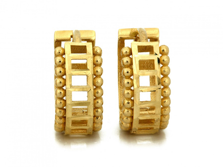 Kolczyki złote małe kółeczka szerokie ażurowe 13mm