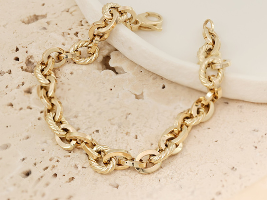 Złota bransoletka gruby ankier elegancka ekskluzywna