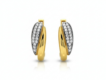 Kolczyki złote dwukolorowe z kamieniami