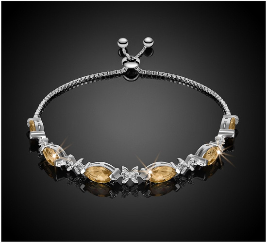 Bransoletka srebrna 925 z 6 naturalnymi cytrynami i diamentowymi cyrkoniami