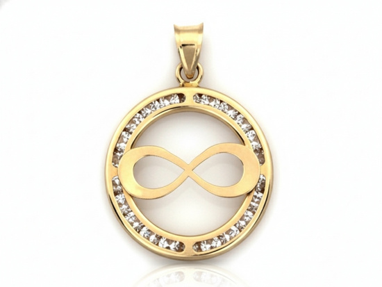Zawieszka złota okrągła z nieskończonością
