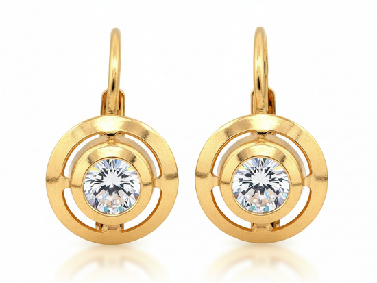 Złote kolczyki angielskie z cyrkonią