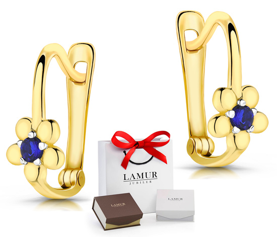 Złote kolczyki kwiatki 585 dla dziewczynki