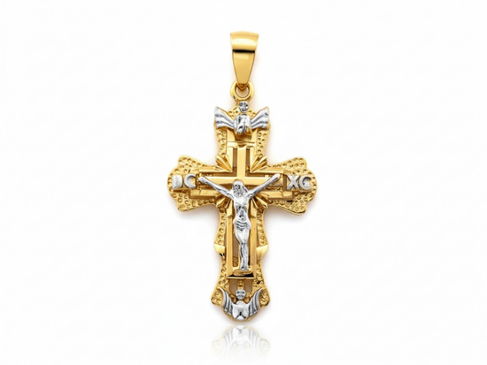 Duży złoty krzyżyk zawieszka wisiorek zdobiony efektowny