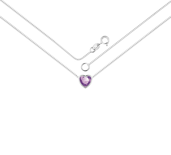 Naszyjnik srebrny 925 z naturalnym ametystem - serce
