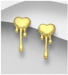 Srebrne kolczyki pokryte złotem - serce, serca