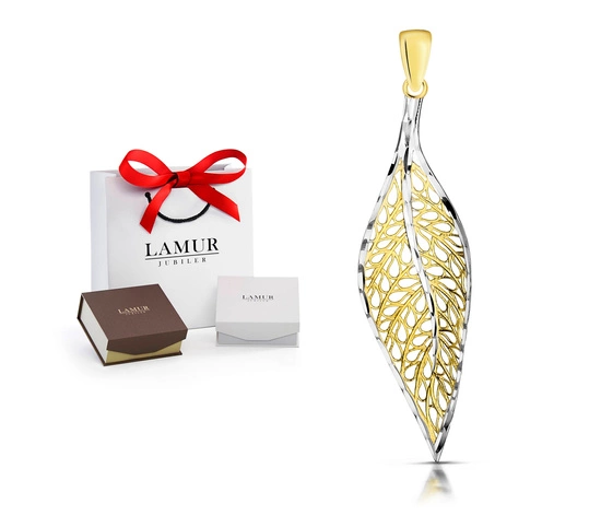 Złota zawieszka 375 - ażurowy listek