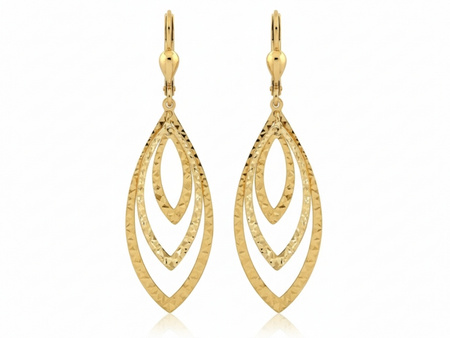 Kolczyki złote z trzech ruchomych wisiorków