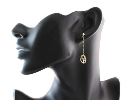 Kolczyki złote drzewko szczęścia na długim łańcuszku