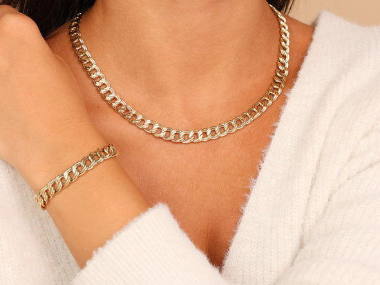 Złota bransoletka z dużych podwójnych ogniw