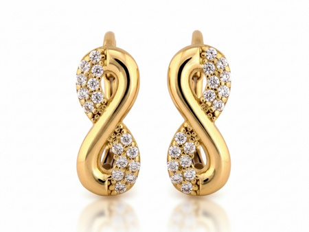 Kolczyki złote nieskończoność na zapięciu angielskim