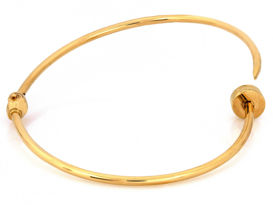 Złota sztywna bransoletka modny gwóźdź