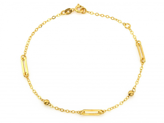 Bransoletka złota łańcuszkowa modna z dużymi ogniwami i kulkami