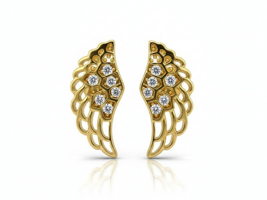 Kolczyki przy uchu skrzydła z cyrkoniami