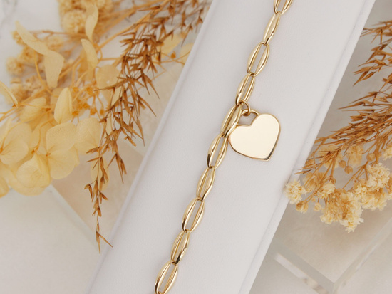 Bransoletka złota z wiszącym sercem