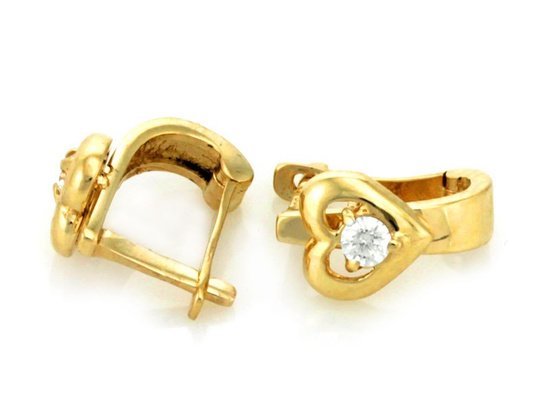 Kolczyki złote dla dziewczynki z sercem