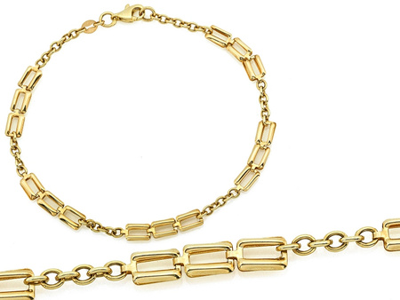 Modna złota bransoletka z dużych ogniw łączone łańcuszki