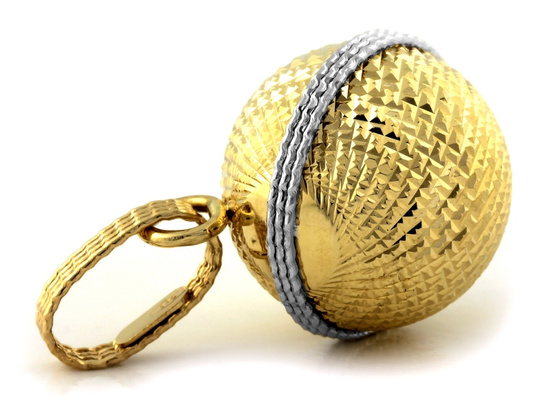 Zawieszka złota kulka ażurowa dwukolorowa