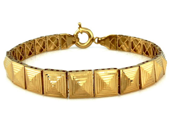 Bransoleta złota z kwadratowych elementów różnej wielkości