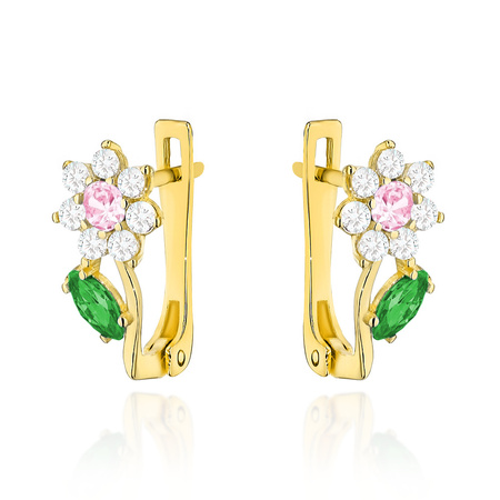 Złote kolczyki 585 dla dziewczynki - kwiatki