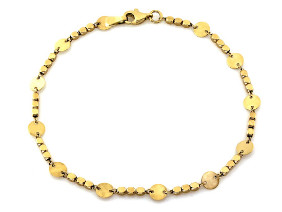 Bransoletka złota z kostek i okrągłych blaszek