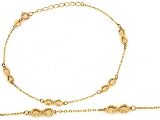 Bransoletka złota delikatna z nieskończonościami