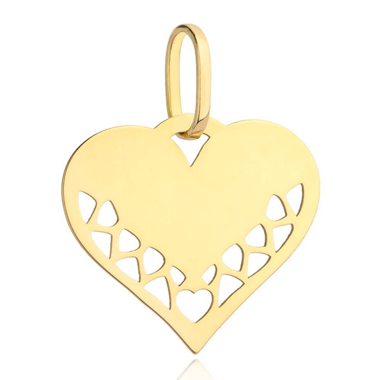 Złota zawieszka 585 - serce ażurowe
