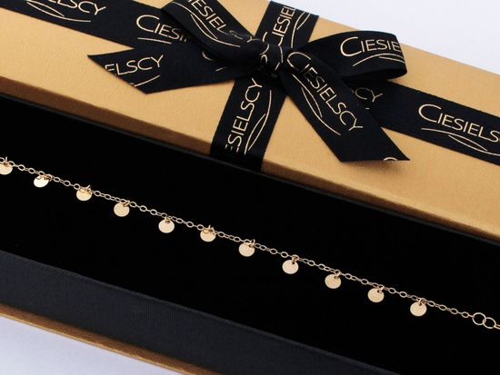 Bransoletka złota łańcuszkowa z zawieszkami z kółkami