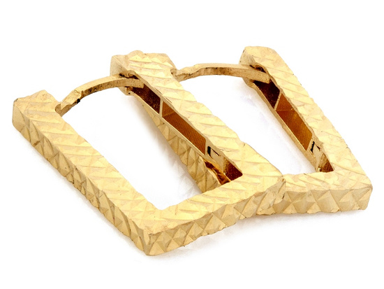 Złote kolczyki angielskie prostokątne błyszczące