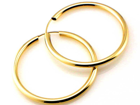 Kolczyki złote koła dmuchane 30mm szarniry