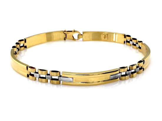 Bransoletka złota uniwersalna ze sztywnych dwukolorowych elementów